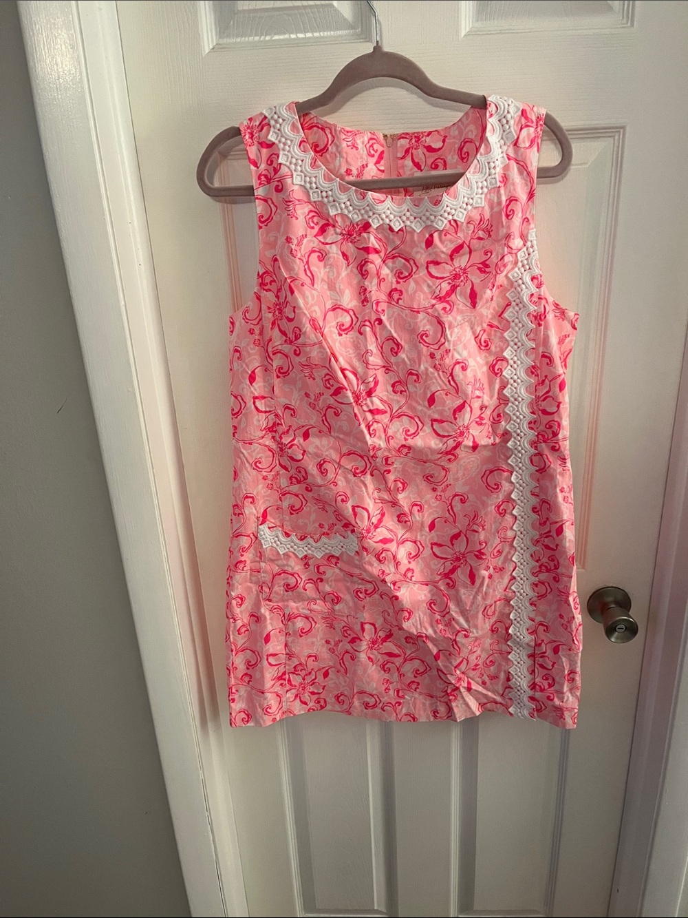 Lilly Pulitzer Pink Floral Lace-Trim Romper dress